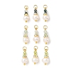 3Pcs 3 Styles Faceted Natural Peridot & Moss Agate & Natural Green Aventurine and Potato Pearl Pandants PALLOY-JF06048-03-1