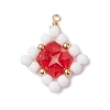 4Pcs 4 Colors Glass Pendants PALLOY-TA00354-2