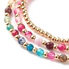 Natural Agate Round Beads Stretch Bracelets BJEW-JB07294-04-3