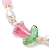 Natural Dyed Yellow Jade & Plastic Imitation Pearl Braided Bead Bracelets for Women BJEW-MZ00308-01-3