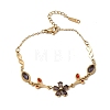 304 Stainless Steel Glass Flower Leaf Link Chain Bracelets SA-CBAF6AD-15G-4