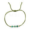 Beach Natural Green Onyx Agate(Dyed & Heateed) Round Braided Bead Bracelets for Women RE5461-3-1