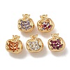 Brass Micro Pave Clear Cubic Zirconia Charms KK-U037-12G-01-1