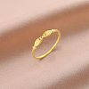 Hollow Out Kissing Fish 304 Stainless Steel Finger Rings for Women RJEW-G353-03G-1