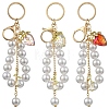 Acrylic & ABS Plastic Pearl Bead Keychains KEYC-YW00299-01-2