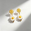 304 Stainless Steel & Handmade Porcelain Stud Dangle Earrings WG2AA73-01-2