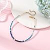 Natural Pearl Rice & Faceted Round Natural Kyanite & Apatite Beaded Anklets AJEW-AN00836-1