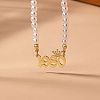 Alloy Crown Birth Year Pendant Imitation Pearl Round White Beaded Necklaces for Women FS-WG173C9-20-1