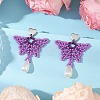 Glass Seed Beads Butterfly Stud Earrings EJEW-MZ00351-02-1