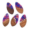 Transparent Resin and Walnut Wood Pendants RESI-T057-05G-1