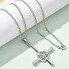 Upside Down Cross & Star Alloy Pendant Pendant Twisted Chain Necklaces for Women NJEW-NH0001-03P-2