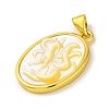 Natural Yellow Shell Carved Nine Tailed Fox Pendants KK-D537-06G-01-2