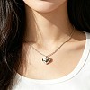 Stainless Steel Textured Puffy Heart Pendant Necklaces for Valentine's Day EI9252-4-3