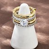 Brass Micro Pave Cubic Zirconia Plain Band Finger Rings for Women RJEW-P160-01F-G01-1