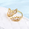 Brass Micro Pave Clear Cubic Zirconia Cuff Rings for Women RJEW-U047-23G-2