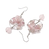 Natural Rose Quartz Dangle Earrings EJEW-JE05747-02-4