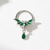 Gothic 316 Surgical Stainless Steel Enamel Green Bat Nose Ring with Drop Charms for Men and Women Party Jewelry LS-YQ2645-1