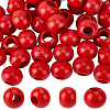 50Pcs Spray Painted Wood European Beads WOOD-PA0001-82-1