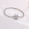 Brass Micro Pave Clear Cubic Zirconia Beaded Stretch Bracelets for Women FS-WG5260F-07-1