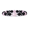 Natural Rose Quartz Heart Beaded Stretch Bracelet PW-WG70241-04-1