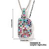 Brass Pave Colorful Cubic Zirconia Letter Pendant Box Chain Necklaces NU0575-28-1