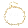 Clear Cubic Zirconia Cross with Virgin Link Chains Bracelet BJEW-G773-05G-4