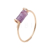 Column Natural Amethyst & Red Jasper & Green Aventurine & Tiger Eye & Lepidolite/Purple Mica  Finger Rings RJEW-JR00781-4
