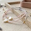 Adjustable Heart Natural Shell & Glass Seed Beaded Braided Bracelet Sets NT9181-2-4
