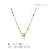 Heart-shaped 304 Stainless Steel Pave Clear Cubic Zirconia Pendant Cable Chain Necklaces for Women FS0820-1-4
