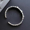 Engraved Flower Brass Micro Pave Cubic Zirconia Cuff Bangles for Women FS-WGDA37F-01-2