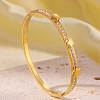 304 Stainless Steel & Crystal Rhinestone Hinged Bangles for Women WG2CEEC-01-2