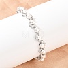 Platinum Tone Brass Micro Pave Cubic Zirconia & Plastic Pearl Tennis Bracelets BJEW-B160-16P-1