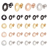   40Pcs 4 Colors Flat Round 304 Stainless Steel Stud Earring Findings STAS-PH0001-51-1