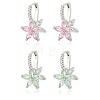 2 Pairs 2 Colors Cubic Zirconia Flower Hoop Earrings EJEW-FI0001-23-1