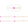 Faceted Rondelle Glass & Round 304 Stainless Steel Beaded Chains CHS-G026-01KCG-01-2