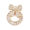 Brass Cubic Zirconia with Glass Pendants KK-Q026-23G-1