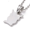 304 Stainless Steel Owl Pendant Necklace for Women STAS-E154-20P-3