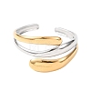 304 Stainless Steel Double Color Cuff Rings RJEW-S635-01GP-H-01-2