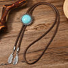 Alloy with Synthetic Turquoise Pendant Waxed Cord Bolo Tie Lariat Necklaces FS-WGCCEF8-06-2