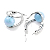 304 Stainless Steel & Plastic Imitation Pearl Oval with Ball Hoop Earrings for Women EJEW-C096-13P-01-2