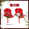 8Pcs Cloth Rose Flower Boutonniere Brooch with Rhinestone AJEW-CP0001-79B-2