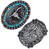 2Pcs 2 Colors Zinc Alloy & Wood Beads Buckles AJEW-GF0015-53-1