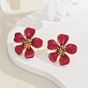 Flower Alloy Enamel Stud Earrings EJEW-P310-01G-02-1