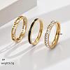 3Pcs Hollow Out 304 Stainless Steel Micro Pave Clear Cubic Zirconia with Enamel Finger Rings FS-WGFDE09-05-2