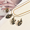 201 Stainless Steel Mask Stud Earrings & Pendant Necklaces & Rings Sets for Women AB3701-1