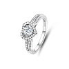 Rhodium Plated 925 Sterling Silver Micro Pave Moissanite Finger Rings for Women WGDE2BC-03-5