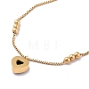 Glass Heart Charm Bracelet with Box Chains BJEW-E075-01G-3