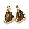 Natural Tiger Eye Teardrop Pendants KK-R210-28G-1