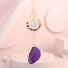 Natural Amethyst Chip Wrapped Moon Hanging Ornaments PW-WG89822-01-1