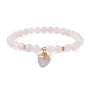 Natural Rose Quartz Round Beaded Stretch Bracelets BJEW-JB09727-03-1